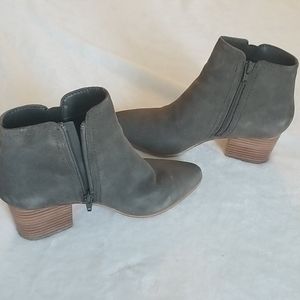Olive suede booties. Like new.